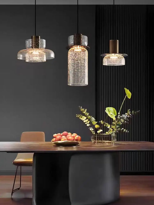 Retro American style cracked glass pendant light for interiors - vue 2 sur 12