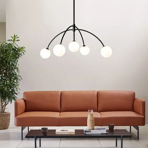 Modern milky glass pendant chandelier for elegant interiors - vue 5 sur 8