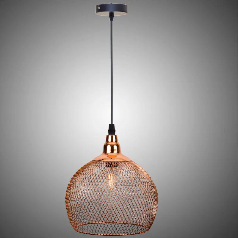 Nordic restaurant bar lighting retro rose gold bird cage modern pendant light - vue 5 sur 10