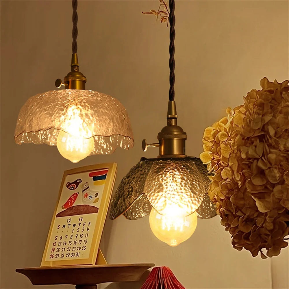 Nordic design LED pendant light in brass and glass