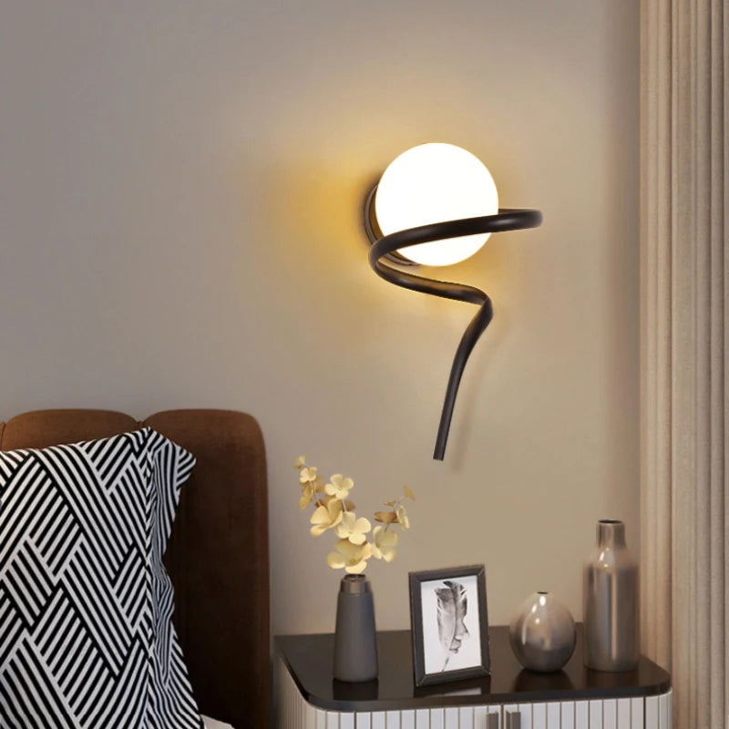 Modern round glass wall light creative design for indoor use
