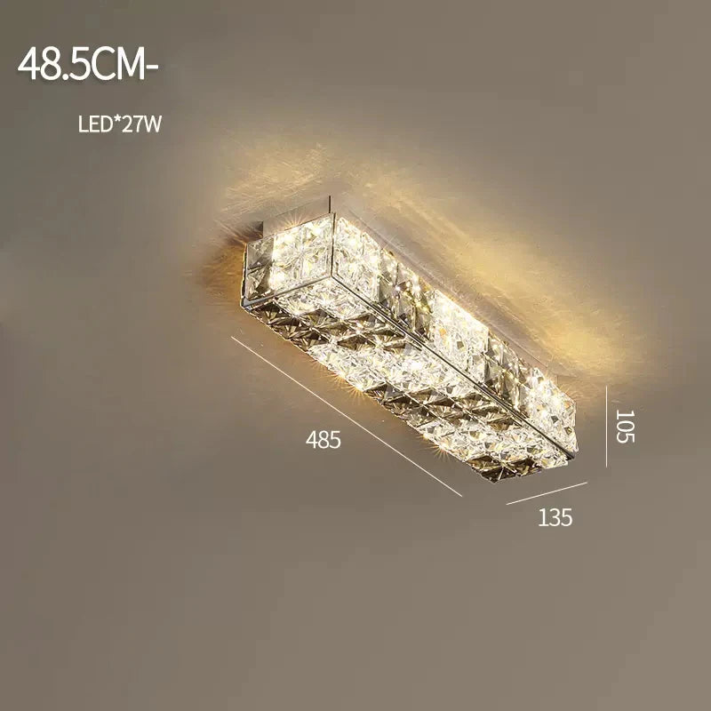 Elegant modern art deco square crystal LED ceiling light