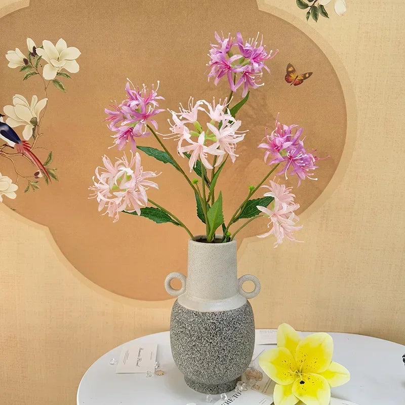 Artificial silk flowers, indoor decor, purple, 3 branches - vue 3 sur 13