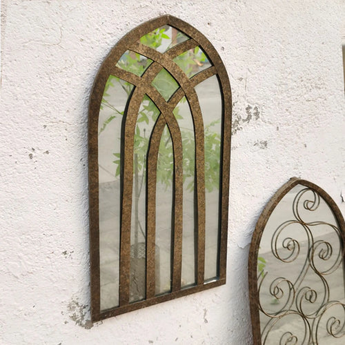 Nordic retro wooden mirrors for wall craft decoration - vue 3 sur 9