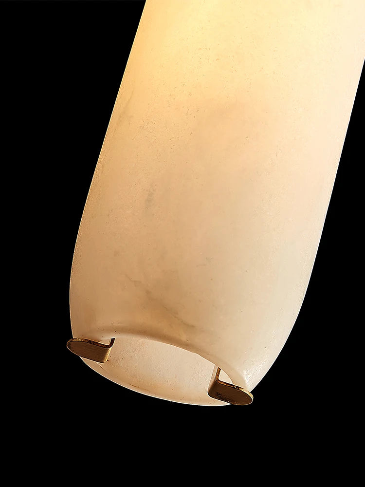 Modern chandelier in natural marble and minimalist copper for decor - vue 4 sur 8