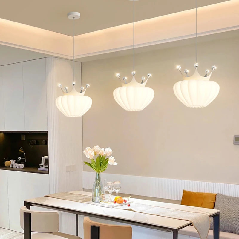 Luxury decorative pendant light with gold crown design