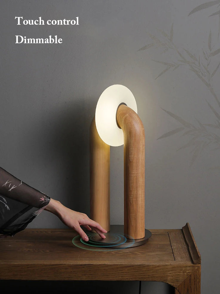 Vintage solid wood LED table lamps with touch control