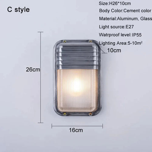 Retro waterproof LED wall light in aluminium for outdoor and indoor use - vue 11 sur 15