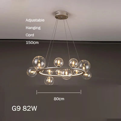 Modern glass chandelier with artistic bubbles - vue 11 sur 18