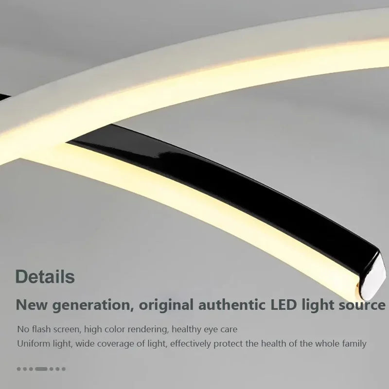 Modern LED chandelier with remote control and simple line - vue 5 sur 8