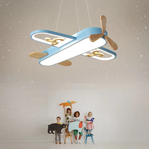 Minimalist wooden airplane ceiling light for children's room
