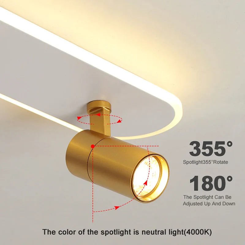 Modern LED ceiling lamp with decorative spotlight - vue 5 sur 12