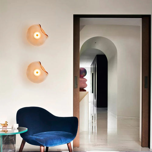 Art deco style grey amber glass LED wall light - vue 6 sur 8