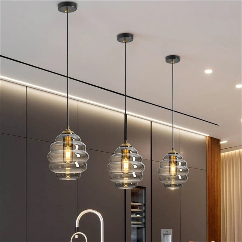Modern nordic stained glass ball pendant light - vue 5 sur 15