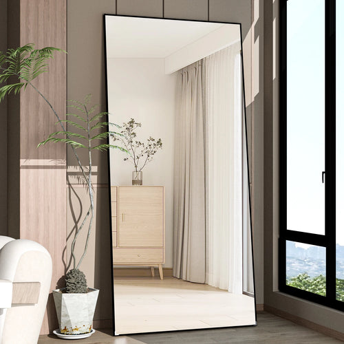 CASSILANDO Full Length Mirror 65" * 24", Floor Standing Mirror, Black Metal Frame Mirror， Full Body Mirror - vue 5 sur 8
