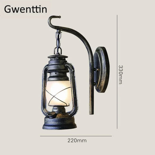 Vintage kerosene-style outdoor country wall light - vue 4 sur 7