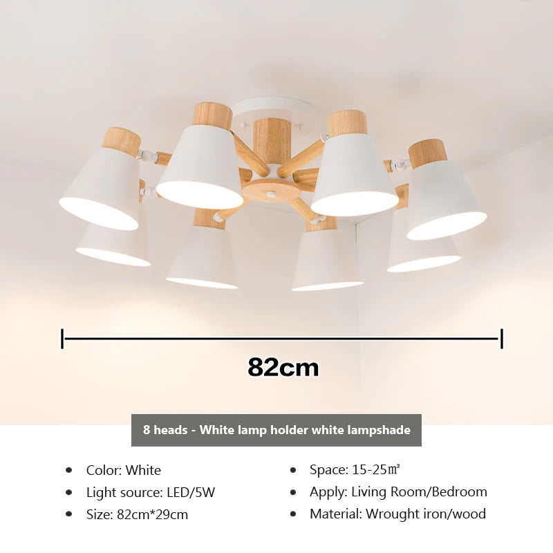 Nordic solid wood chandelier modern lighting for hotel and restaurant - vue 14 sur 20