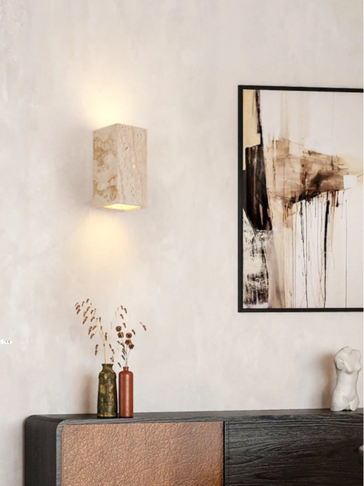 Natural stone wall light for interior decoration