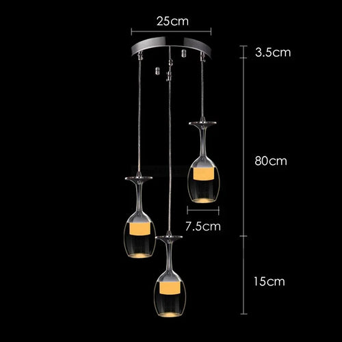 Modern wine glass pendant lights for bar and café - vue 15 sur 16
