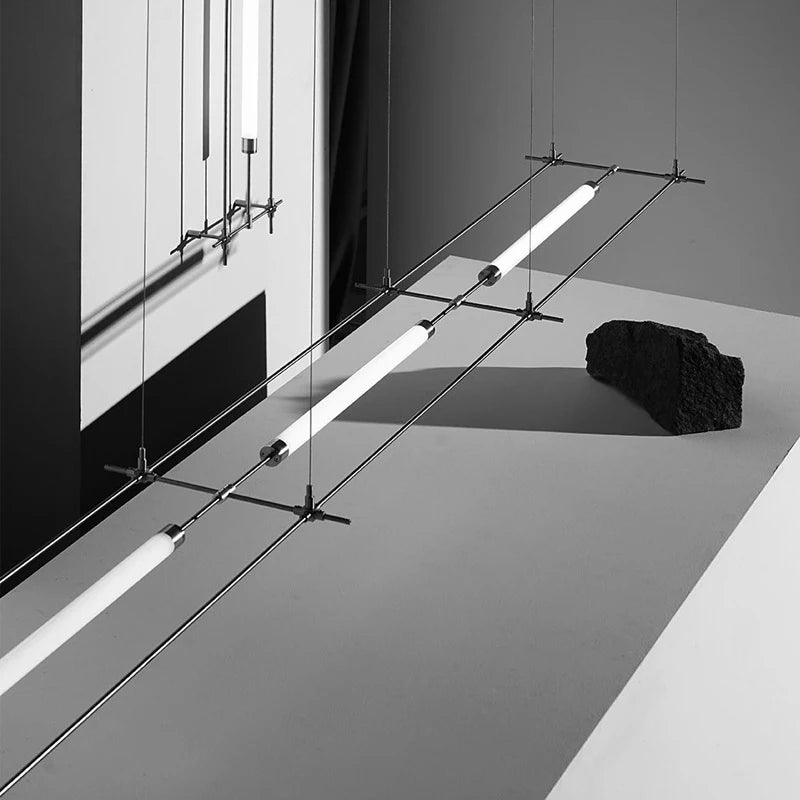 Ultra long industrial LED chandelier for bar, studio or office - vue 5 sur 8