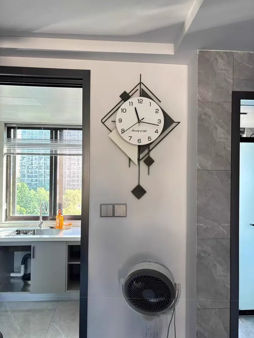New Design Creative Wall Art Clock, Silent Pendulum Clock, Living Room Wall Decor Clocks, Metal Home Wall Decorations, Large - vue 3 sur 8