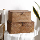 seagrass woven storage box for bath products