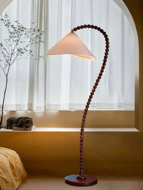 Minimalist wooden floor lamp retro style for ambient decoration - vue 4 sur 8