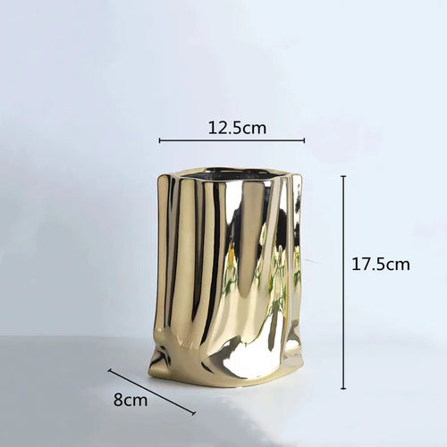 ceramic vase with silver frills for decorative flowers - vue 11 sur 12