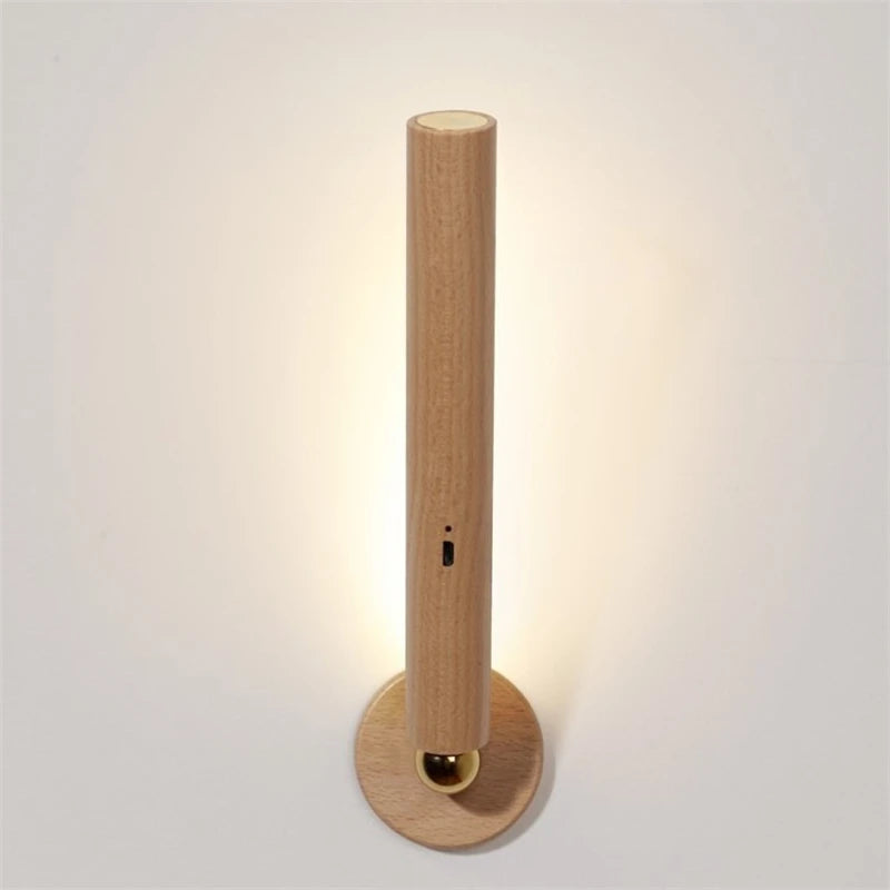 Magnetic wooden wall light with touch LED