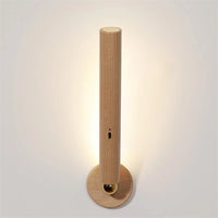 Magnetic wooden rotatable wall light with USB charging and touch dimming