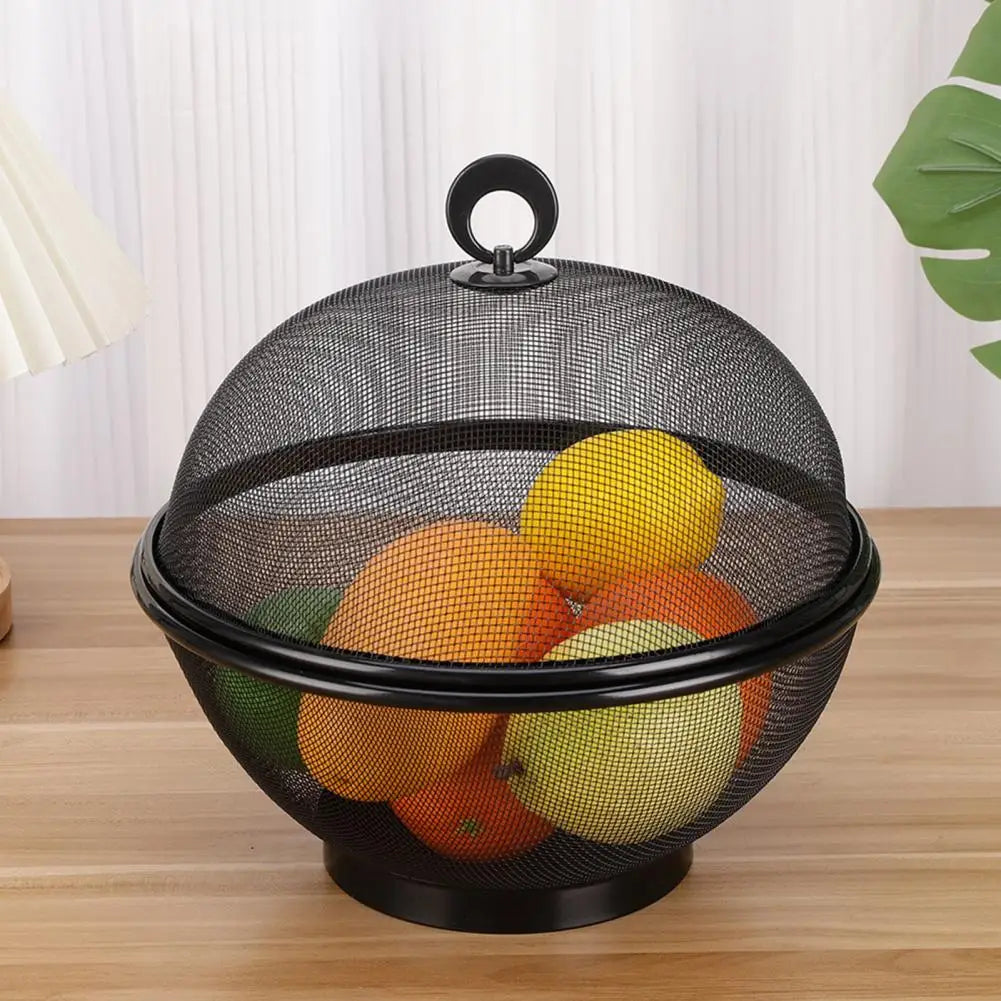 Mesh fruit basket with stainless steel anti-fly lid