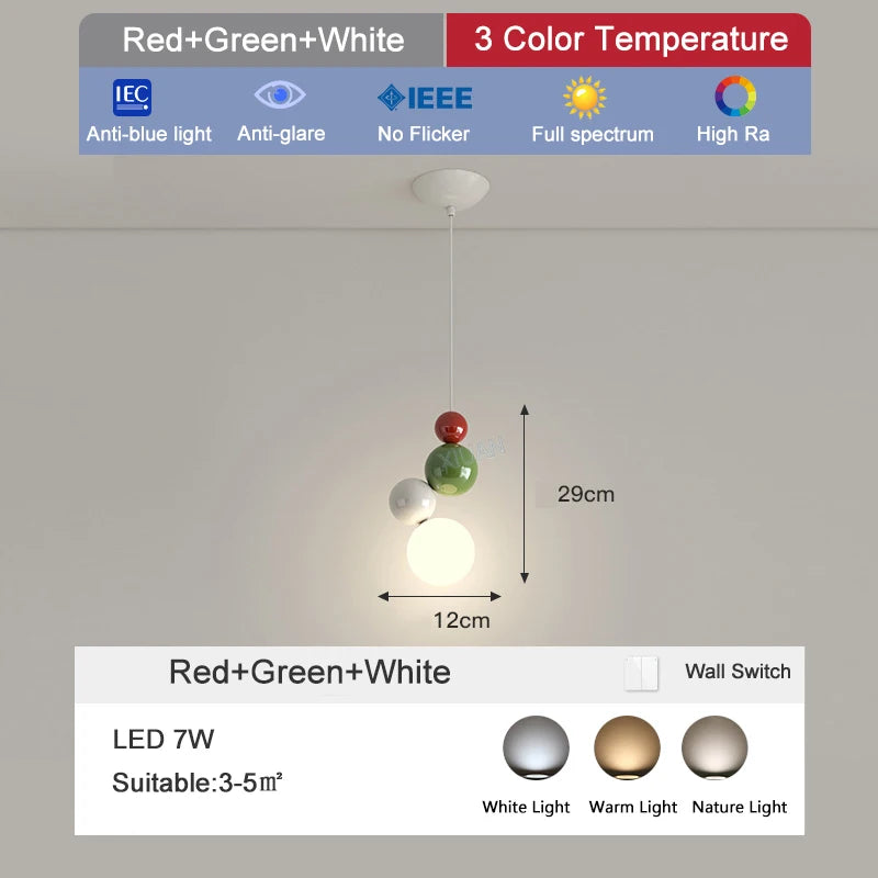 Round metal pendant light for children's bedroom