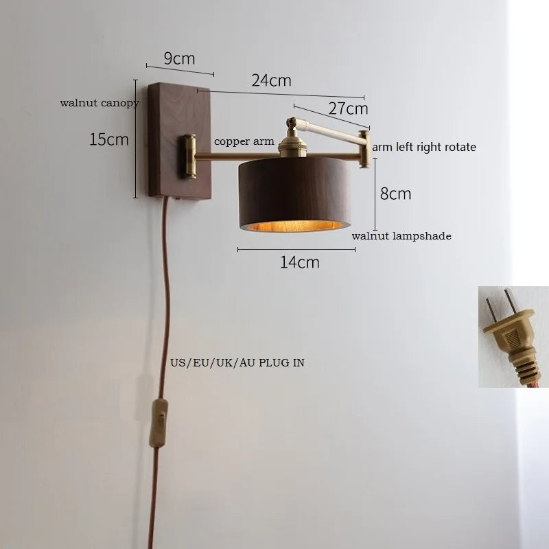 Ash and walnut wood LED wall light - vue 13 sur 23