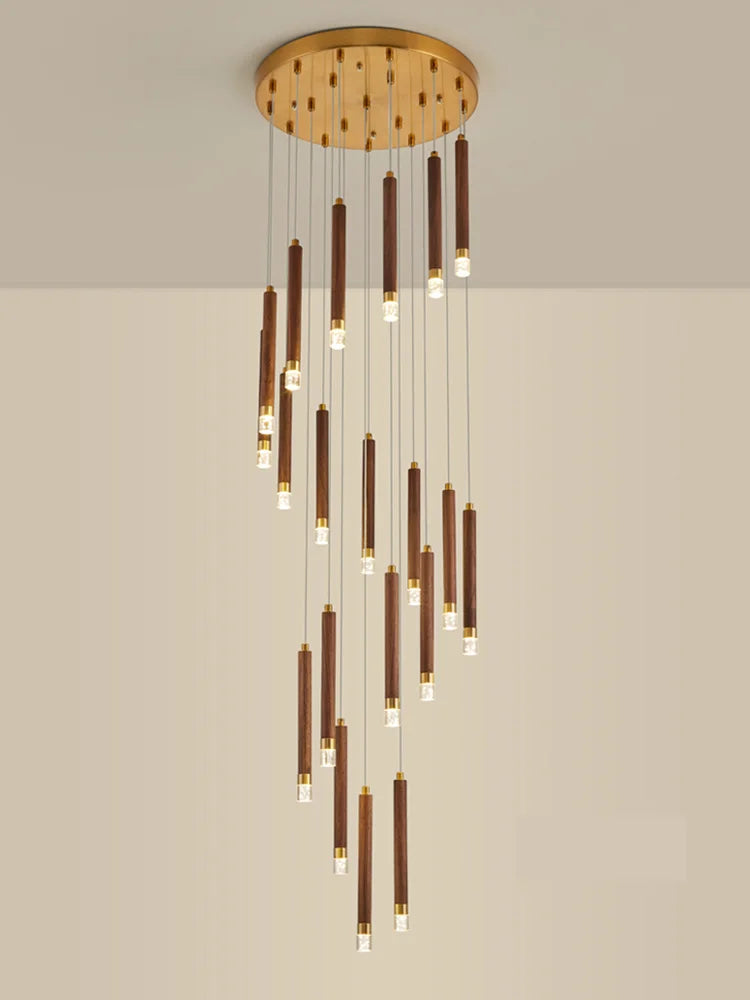 Modern LED walnut chandelier for simple Nordic duplex