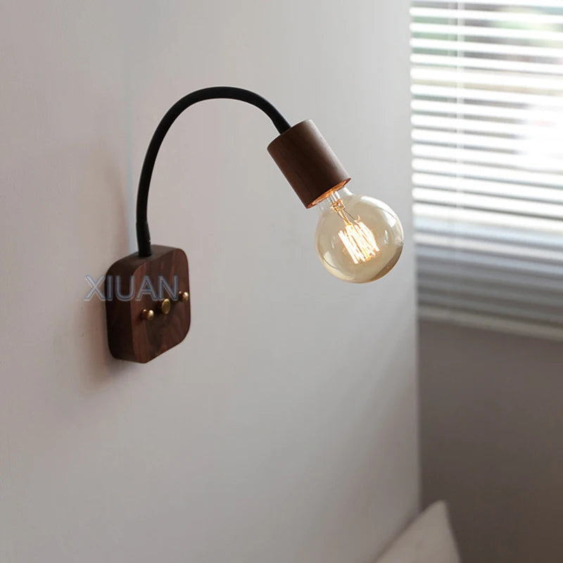 Wabi sabi style retro wall light with 360-degree flexible arm