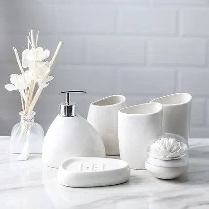 elegant and practical ceramic bathroom accessory set - vue 2 sur 10