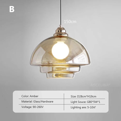 Retro glass pendant light for modern decor - vue 10 sur 9