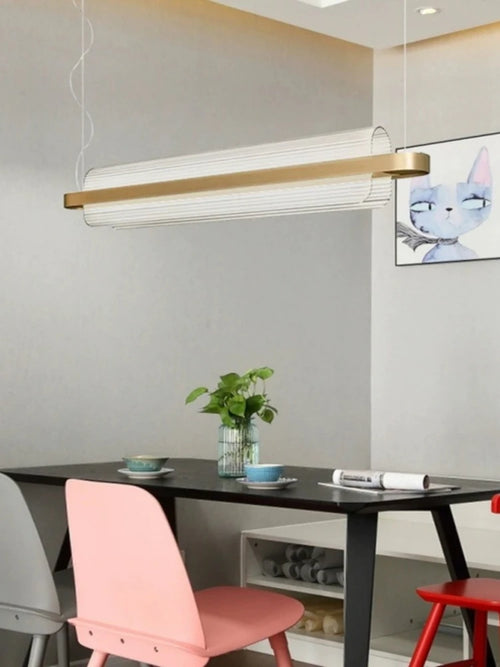 Minimalist long chandelier for restaurant, café or creative office - vue 3 sur 7