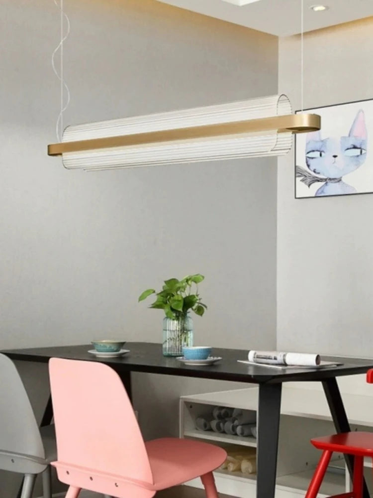Minimalist long chandelier for restaurant, café or creative office - vue 3 sur 7