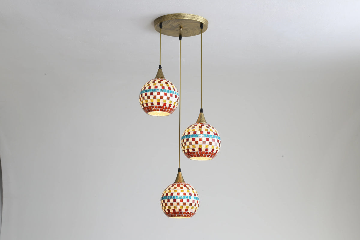 Handmade vintage Turkish mosaic chandelier for interior decoration