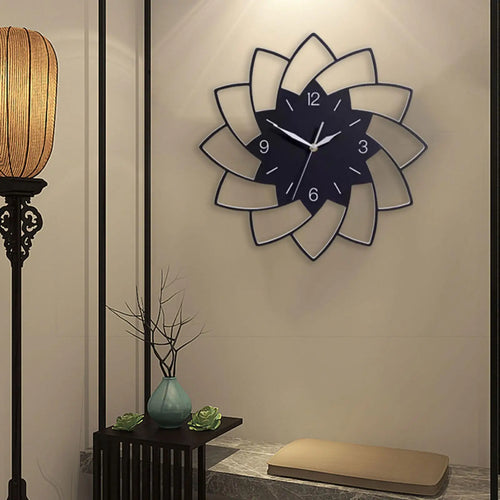 flower shaped silent wall clock home decor - vue 2 sur 6