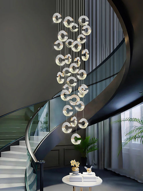 Modern crystal loft chandelier for minimalist lighting - vue 2 sur 14