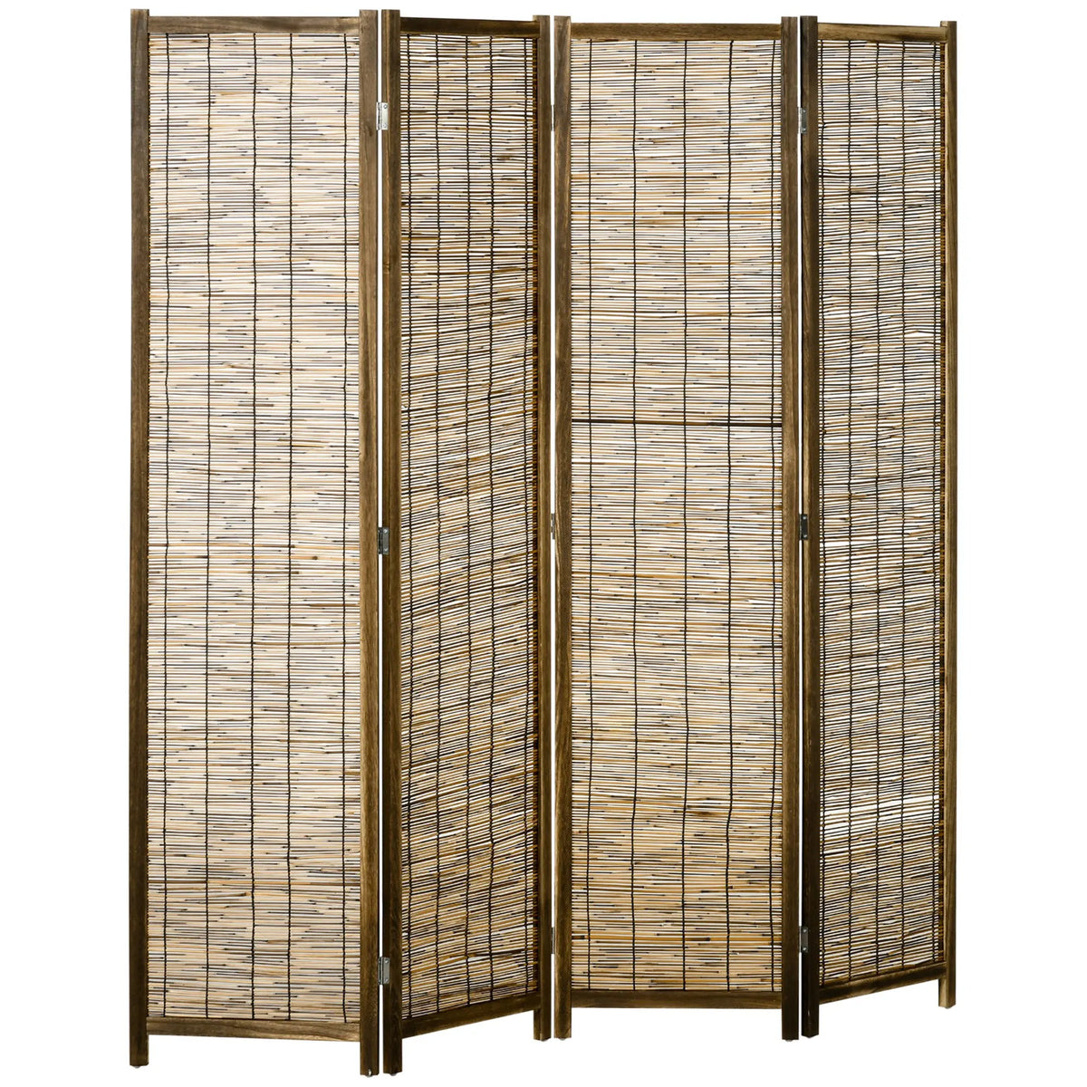 HOMCOM 4 panel folding wooden and Reed 160x1.8x170 cm Natural - vue 1 sur 7