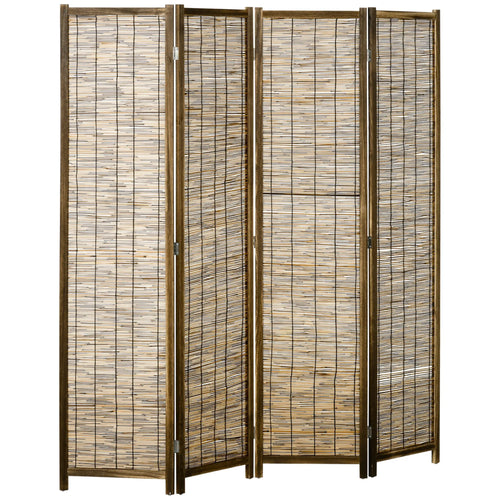 HOMCOM 4 panel folding wooden and Reed 160x1.8x170 cm Natural - vue 2 sur 7