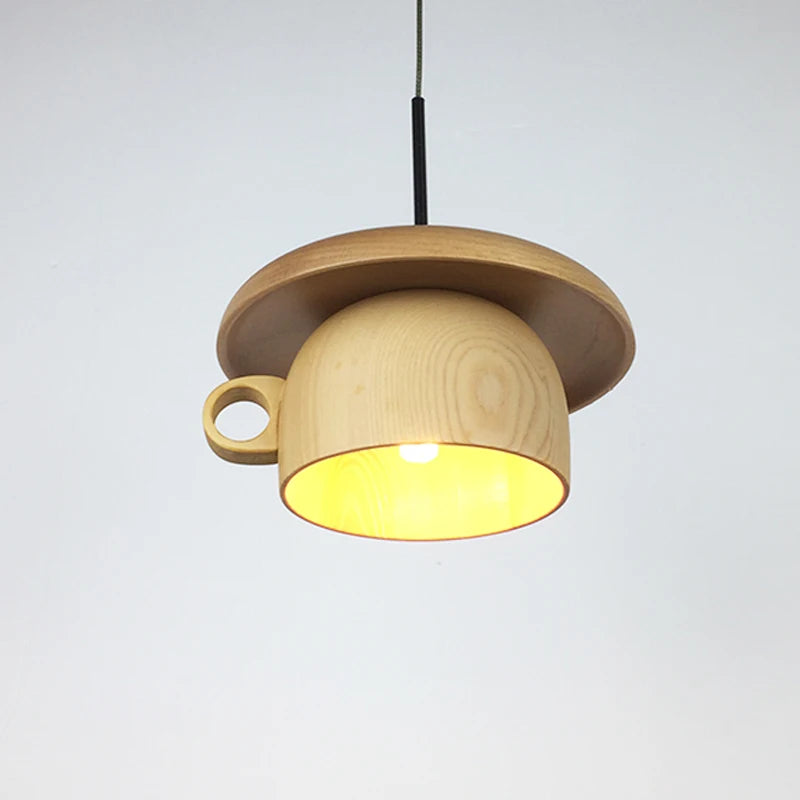 Creative Wood Cup Pendant Light Modern Dining Room Hanging Lamp Kitchen Light Fixtures Indoor Lighting Home Decor Loft Luminaire