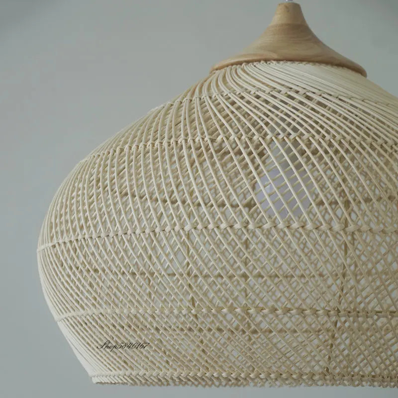 Southeast Asian vintage rattan pendant light high quality for dining room, restaurant, kitchen, or loft - vue 5 sur 27