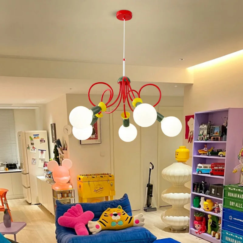 Colourful memphis design chandelier for children's room - vue 4 sur 9