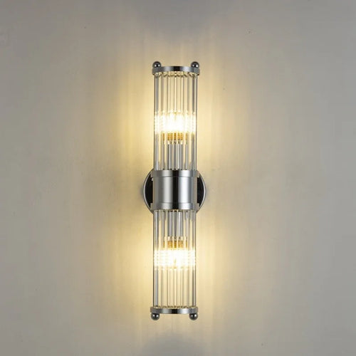 Crystal wall light with chrome and black stripes for indoor use - vue 3 sur 11