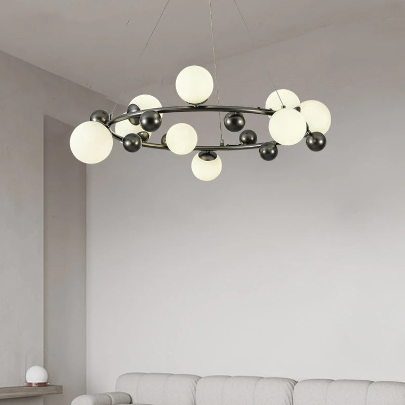Nordic metal and decorative glass ceiling pendant for interiors - vue 3 sur 13