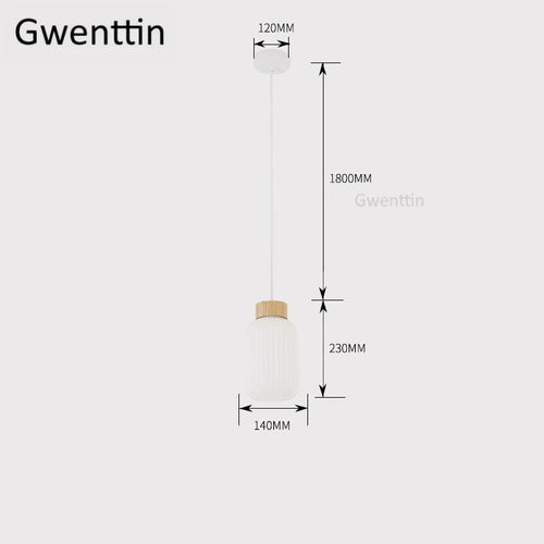 Modern nordic wood and glass pendant light indoor decorative